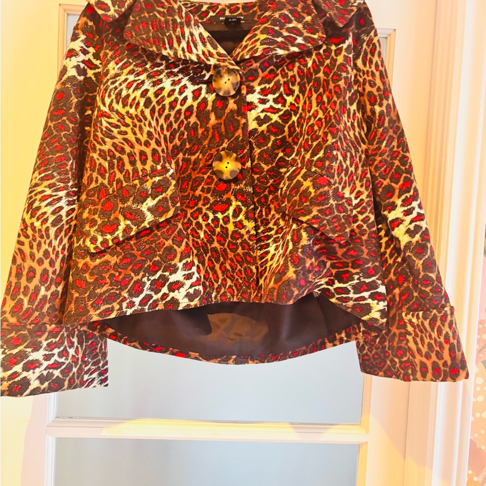 Vintage 90’s , Ellen Tracy Red and Brown Animal Print Jacket